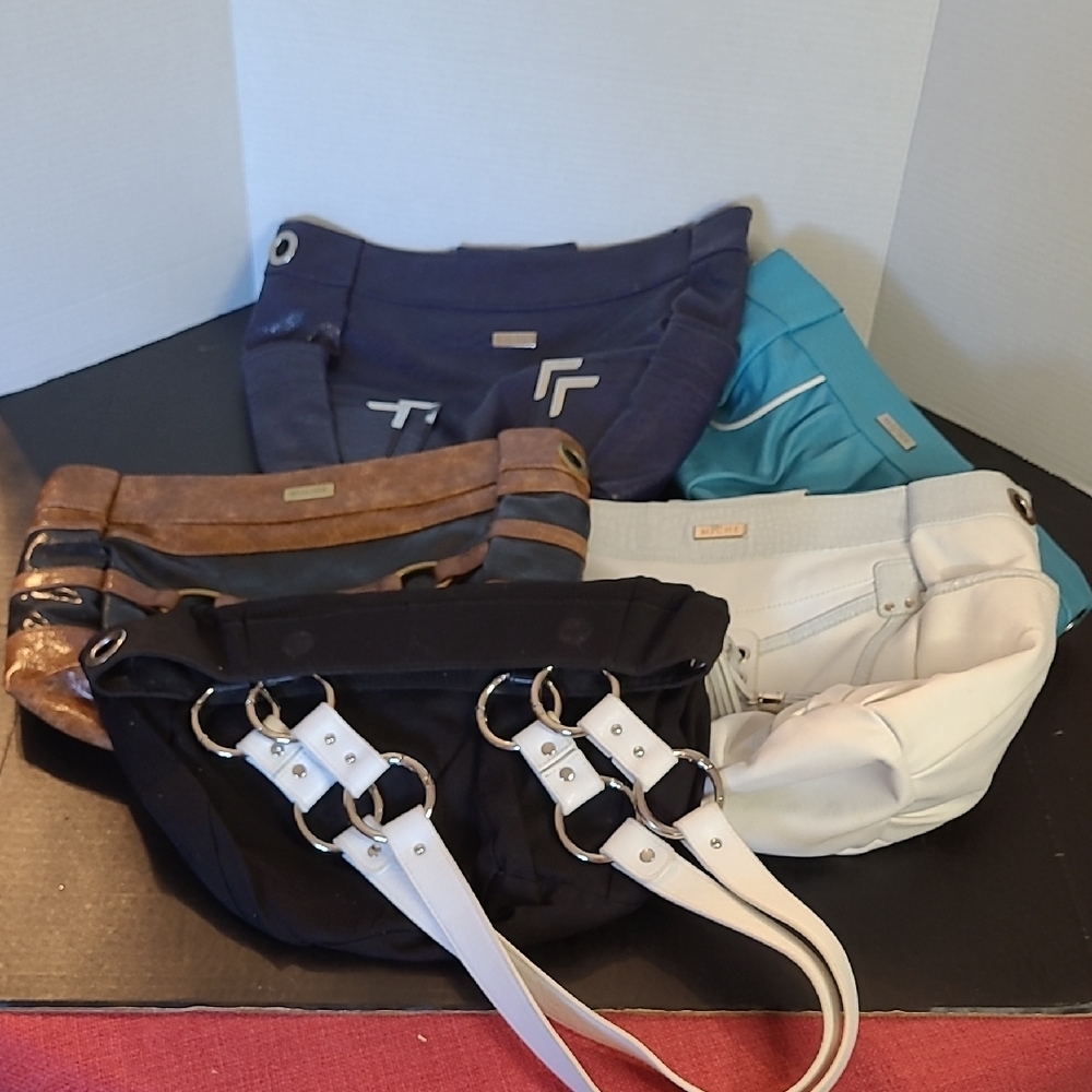 Miche With 4 Magnetic Shells White, Teal,Blue & Brown Croc-Embossed Handbag Nwot